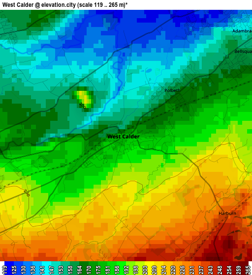 West Calder elevation map