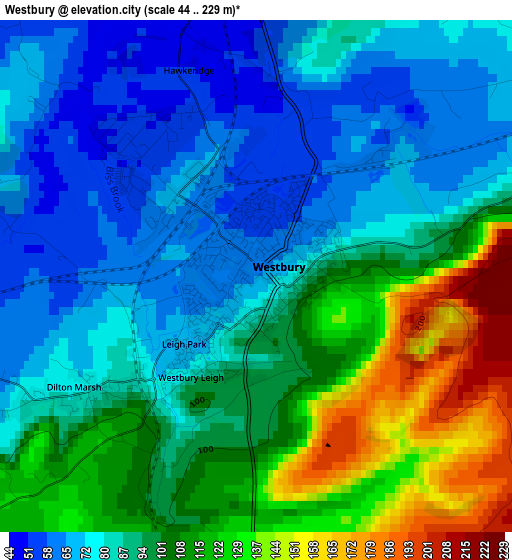 Westbury elevation map