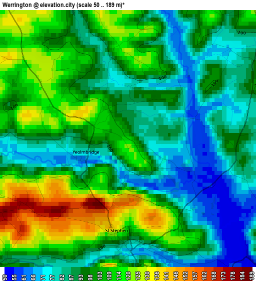 Werrington elevation map