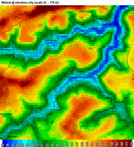 Wellow elevation map
