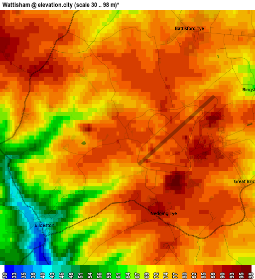 Wattisham elevation map