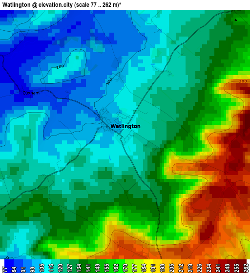 Watlington elevation map