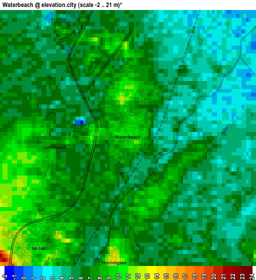 Waterbeach elevation map