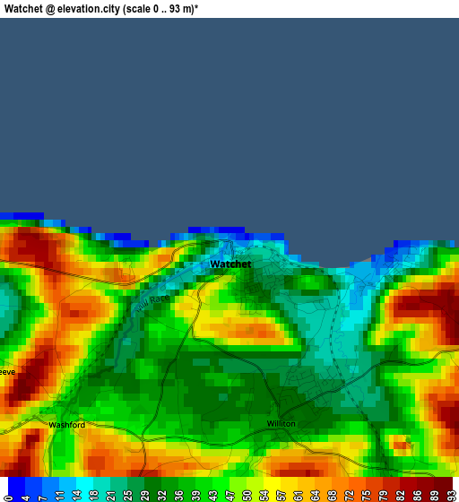 Watchet elevation map