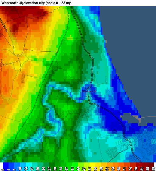 Warkworth elevation map