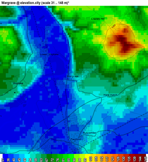 Wargrave elevation map