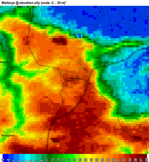 Warboys elevation map