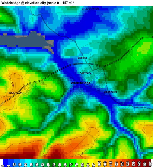 Wadebridge elevation map