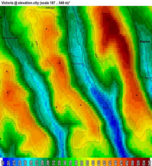 Victoria elevation map