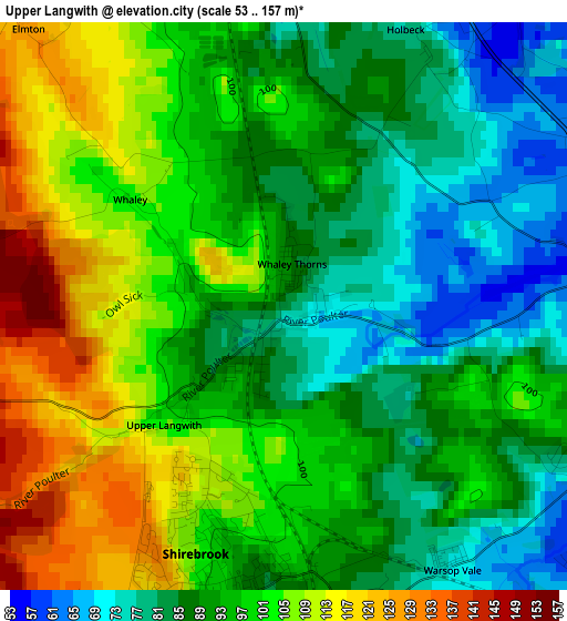 Upper Langwith elevation map