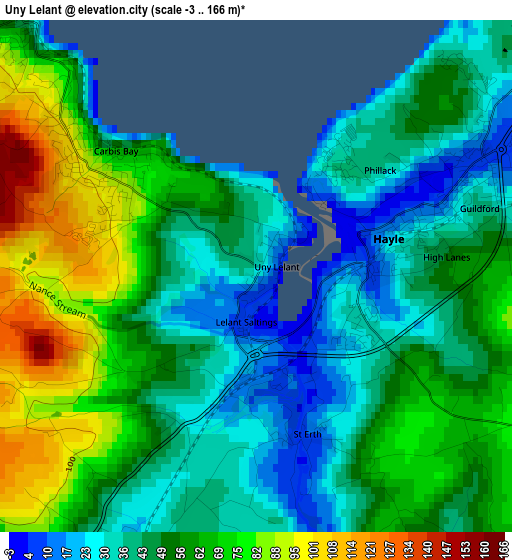 Uny Lelant elevation map