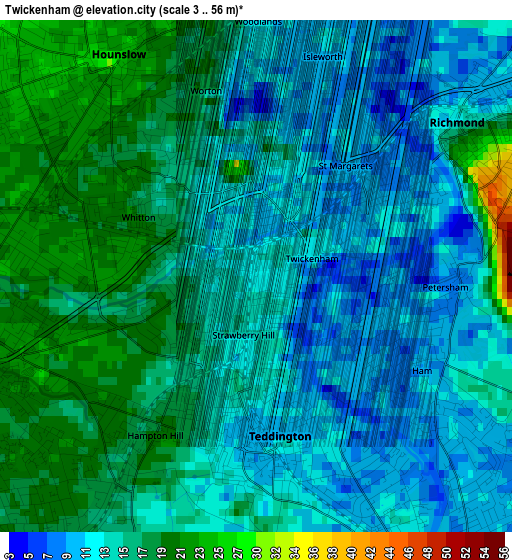 Twickenham elevation map