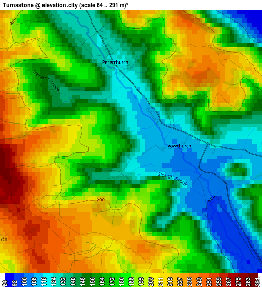 Turnastone elevation map