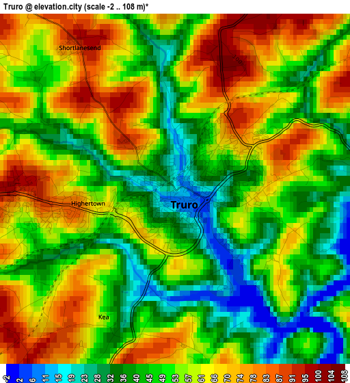 Truro elevation map