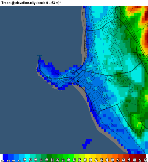 Troon elevation map