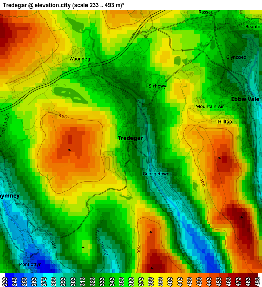 Tredegar elevation map