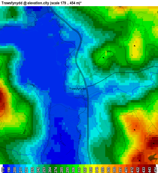 Trawsfynydd elevation map