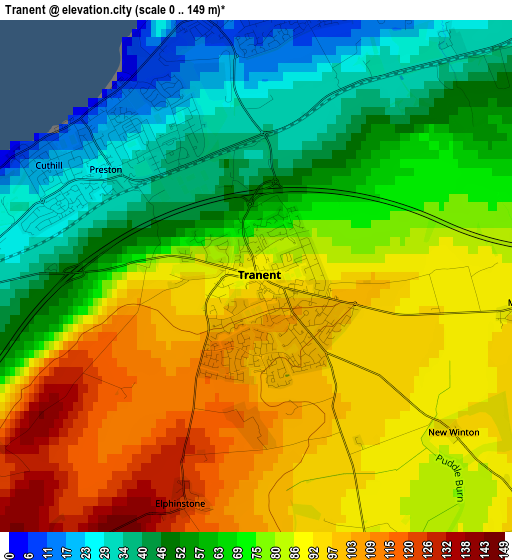 Tranent elevation map