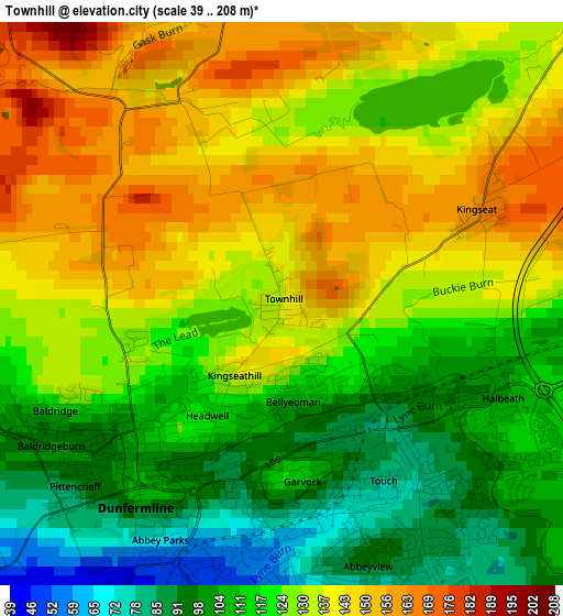 Townhill elevation map