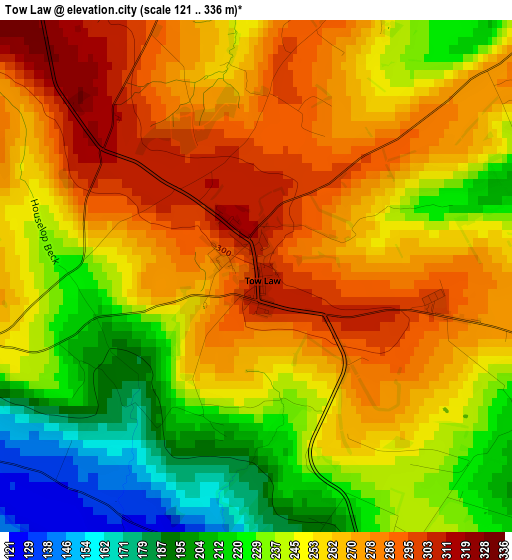 Tow Law elevation map