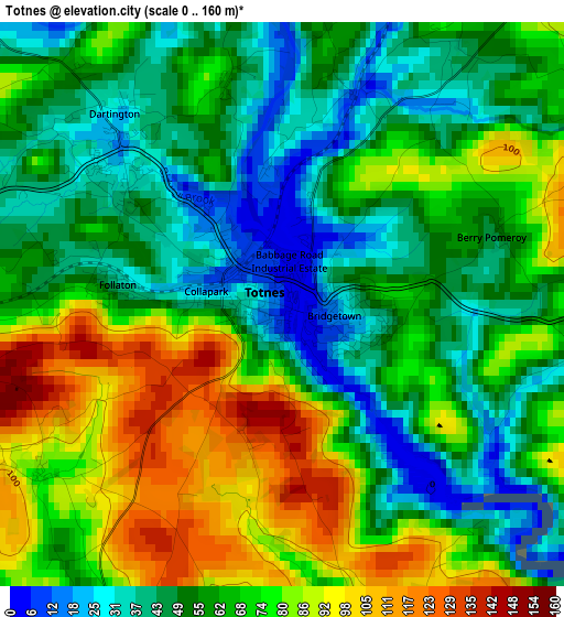 Totnes elevation map