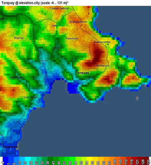 Torquay elevation map