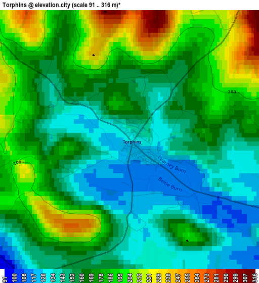 Torphins elevation map