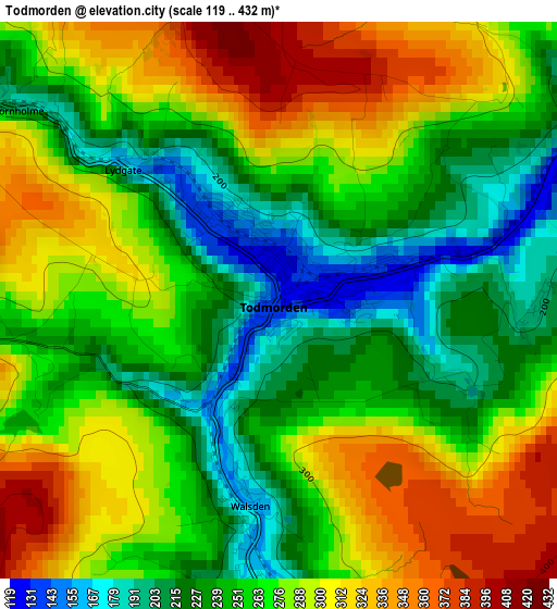 Todmorden elevation map