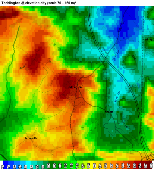 Toddington elevation map