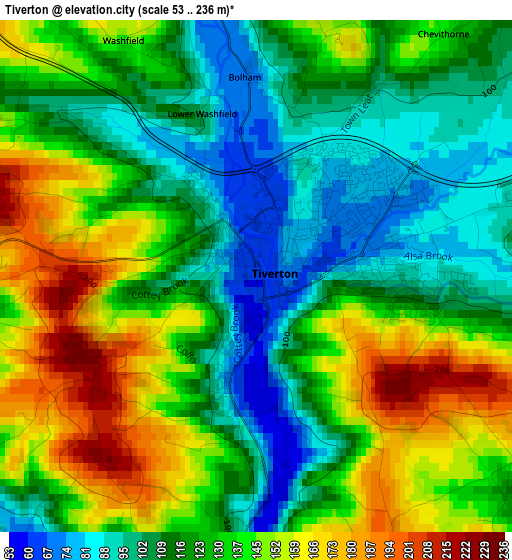 Tiverton elevation map