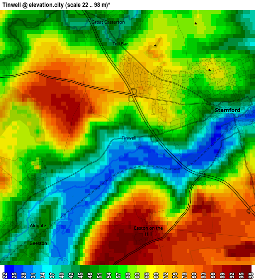 Tinwell elevation map