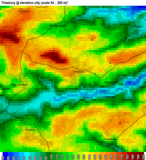 Timsbury elevation map