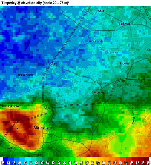 Timperley elevation map