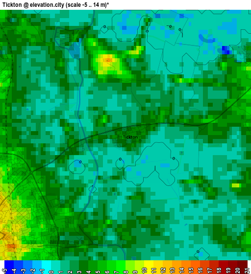 Tickton elevation map