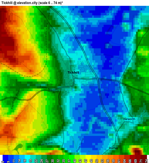 Tickhill elevation map