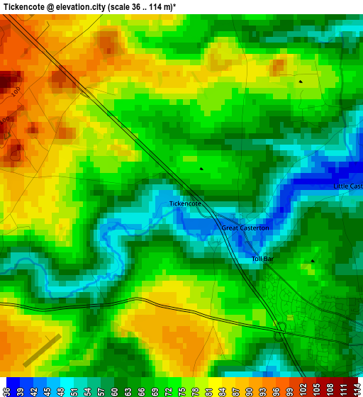 Tickencote elevation map