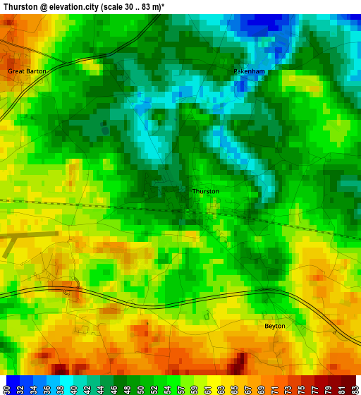 Thurston elevation map