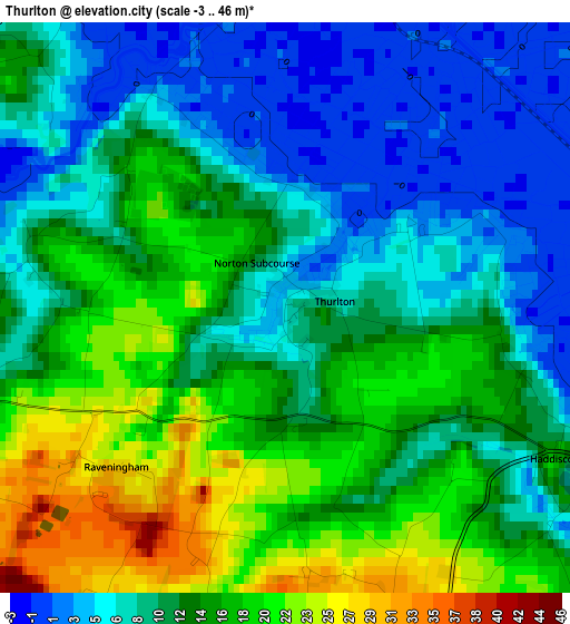 Thurlton elevation map