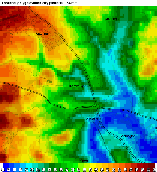 Thornhaugh elevation map