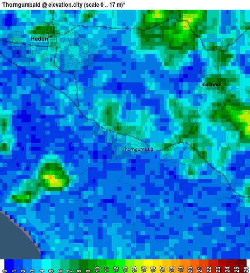 Thorngumbald elevation map