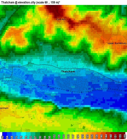 Thatcham elevation map