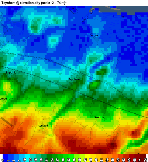 Teynham elevation map