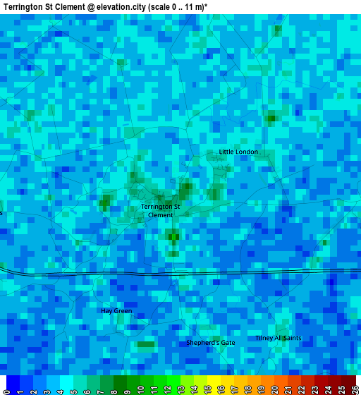 Terrington St Clement elevation map