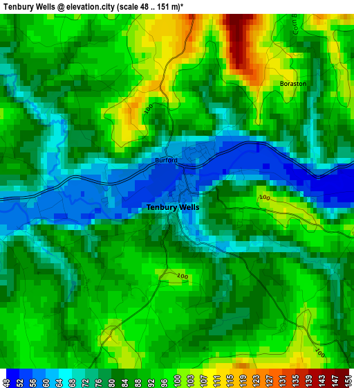 Tenbury Wells elevation map