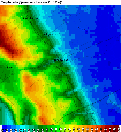 Templecombe elevation map