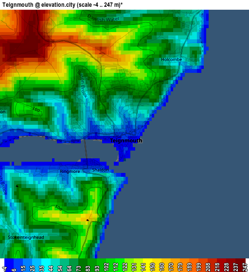 Teignmouth elevation map