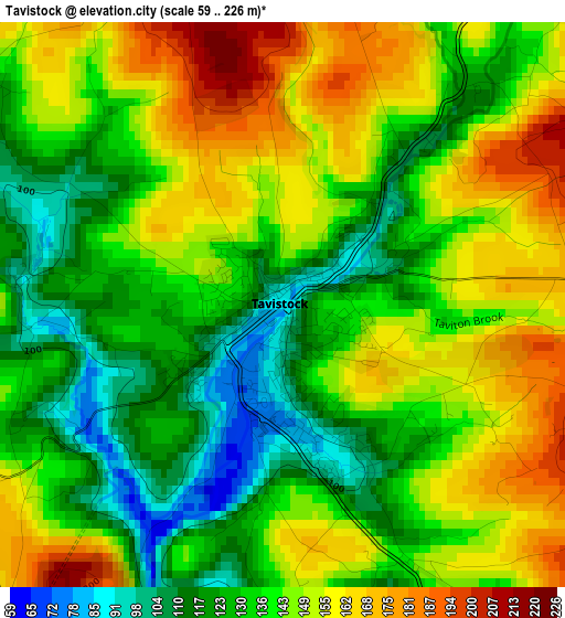 Tavistock elevation map