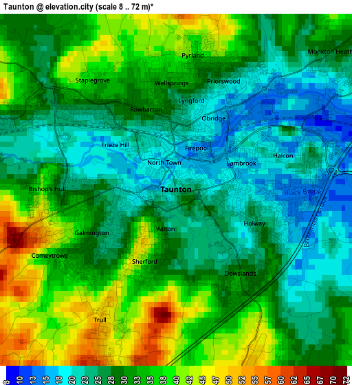 Taunton elevation map