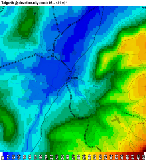 Talgarth elevation map