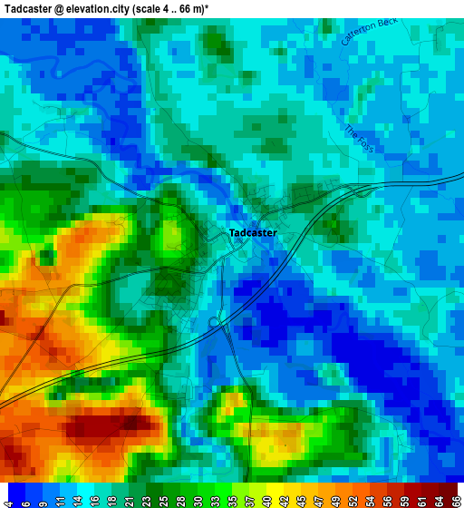 Tadcaster elevation map